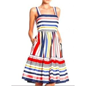 Vince Camuto Cotton Striped Ruffle Hem Sun Dress Size 10